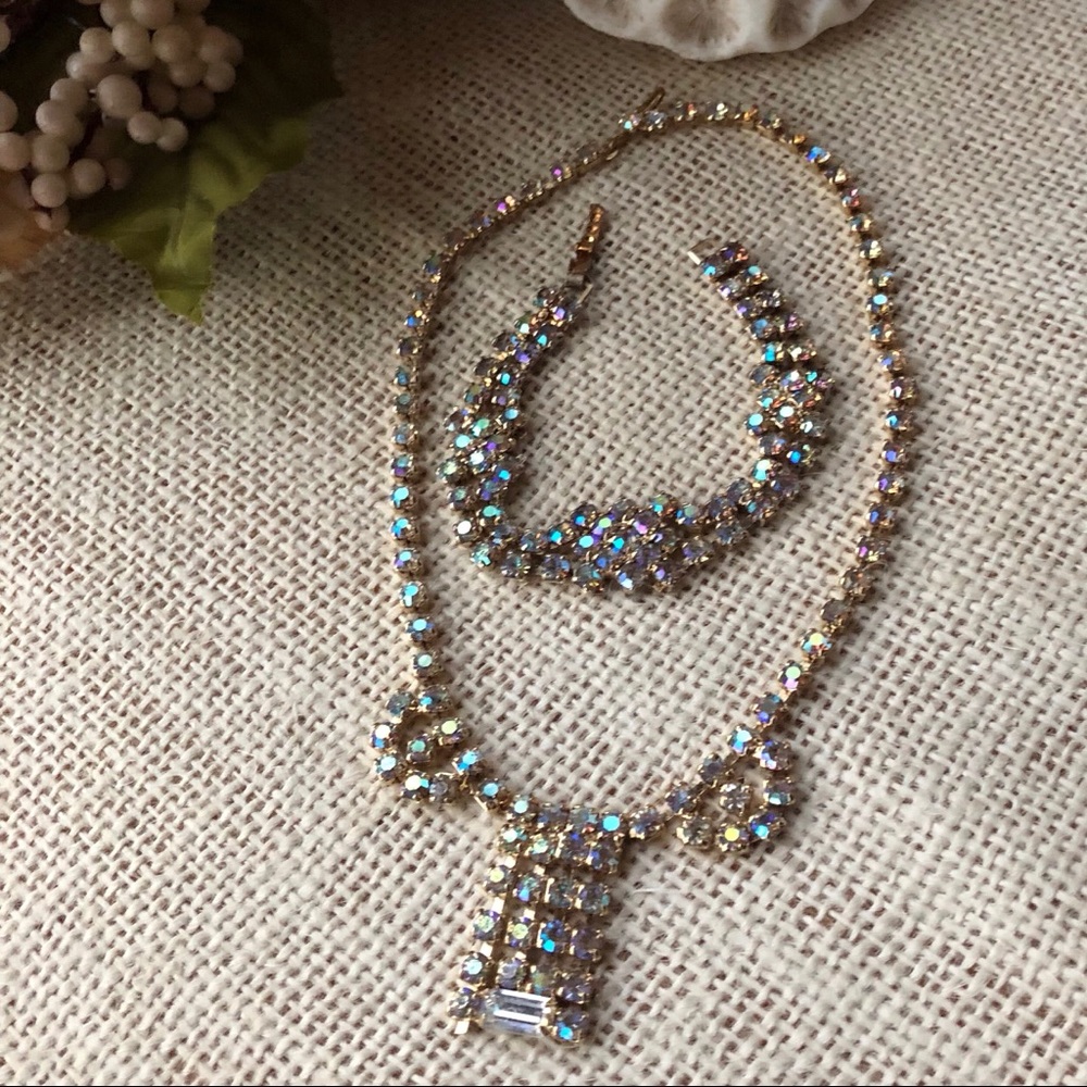 Vintage Aurora Borealis Necklace Bracelet